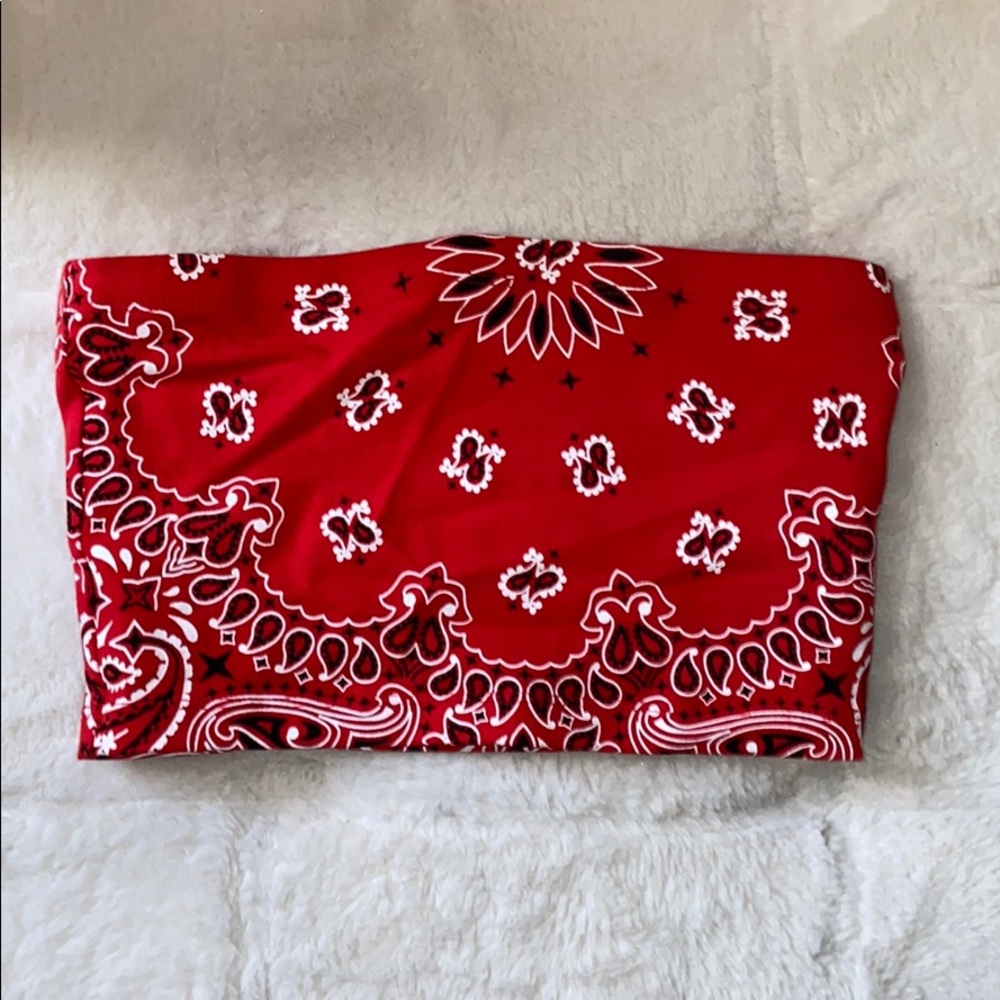 Red bandana tube top